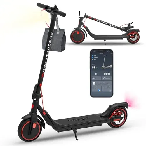 Gyrocopters Flash 6.0 Electric Scooter with Bluetooth app, 30km/h speed, and UL2272 safety approval.