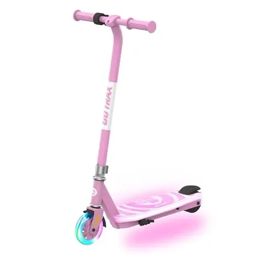 Gotrax Scout PRO electric scooter for kids ages 4-7, featuring luminous wheels and thumb throttle.