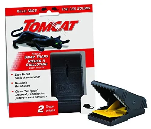 Tomcat Mouse Snap Trap, 2-pack for effective and non-toxic rodent control.