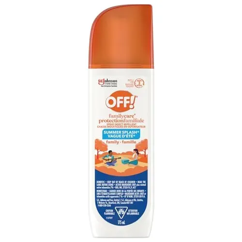 OFF! FamilyCare insect repellent spray with 7% DEET for outdoor protection, 175mL bottle