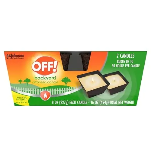 Off! Backyard Citronella Scented Candle duo, ambiance enhancing for outdoor use, 25-hour burn time