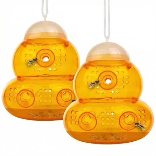 ASPECTEK 2-Pack yellow wasp traps designed for effective outdoor insect control