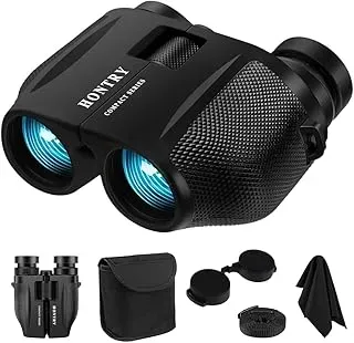 Hontry 10x25 compact binoculars for adults and kids, ideal for bird watching and concerts.