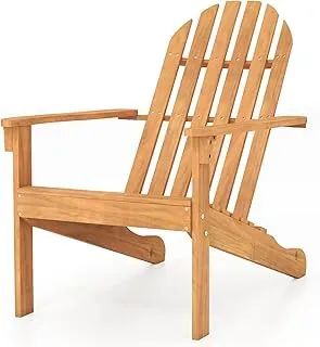 Giantex Acacia wood Adirondack chair with 400 lbs weight capacity, perfect for outdoor relaxation.