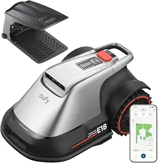 Eufy E18 Robot Lawn Mower with AI navigation, app control, and multi-zone management capabilities.