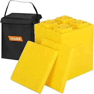 OULEME 12 Pack stackable RV leveling blocks with interlocking pads and carrying bag