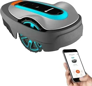 GARDENA 15002-20 SILENO City robotic lawn mower in grey with Bluetooth app control.