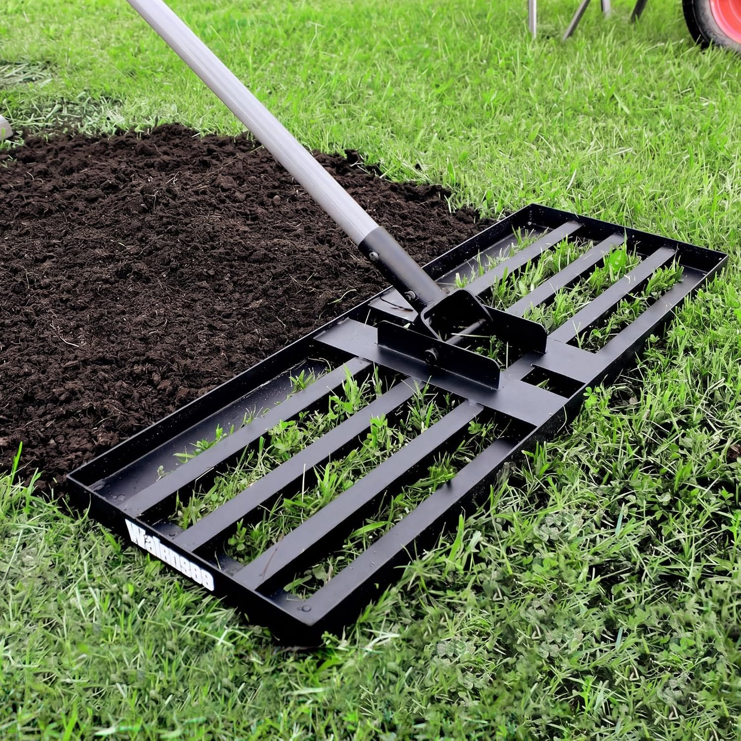 Walensee 6.5 ft lawn levelling rake with 30 by 10 inch steel plate