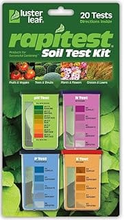 Luster Leaf Rapitest soil test kit box with 20 tests for pH and nutrients
