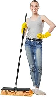 Heavy duty 18 inch outdoor push broom with 60 inch long handle