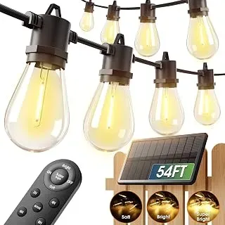 addlon 54-foot solar outdoor string lights with remote and USB charging port
