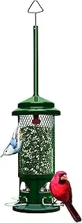 Squirrel Buster Standard squirrel-proof bird feeder by Brome with green color and four metal perches.
