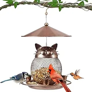 LBTING cat-shaped metal bird feeder, squirrel-proof for outdoor gardens and yards.