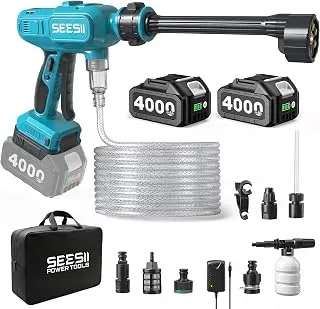 SEESII cordless pressure washer with battery, hose, and 6-in-1 nozzle