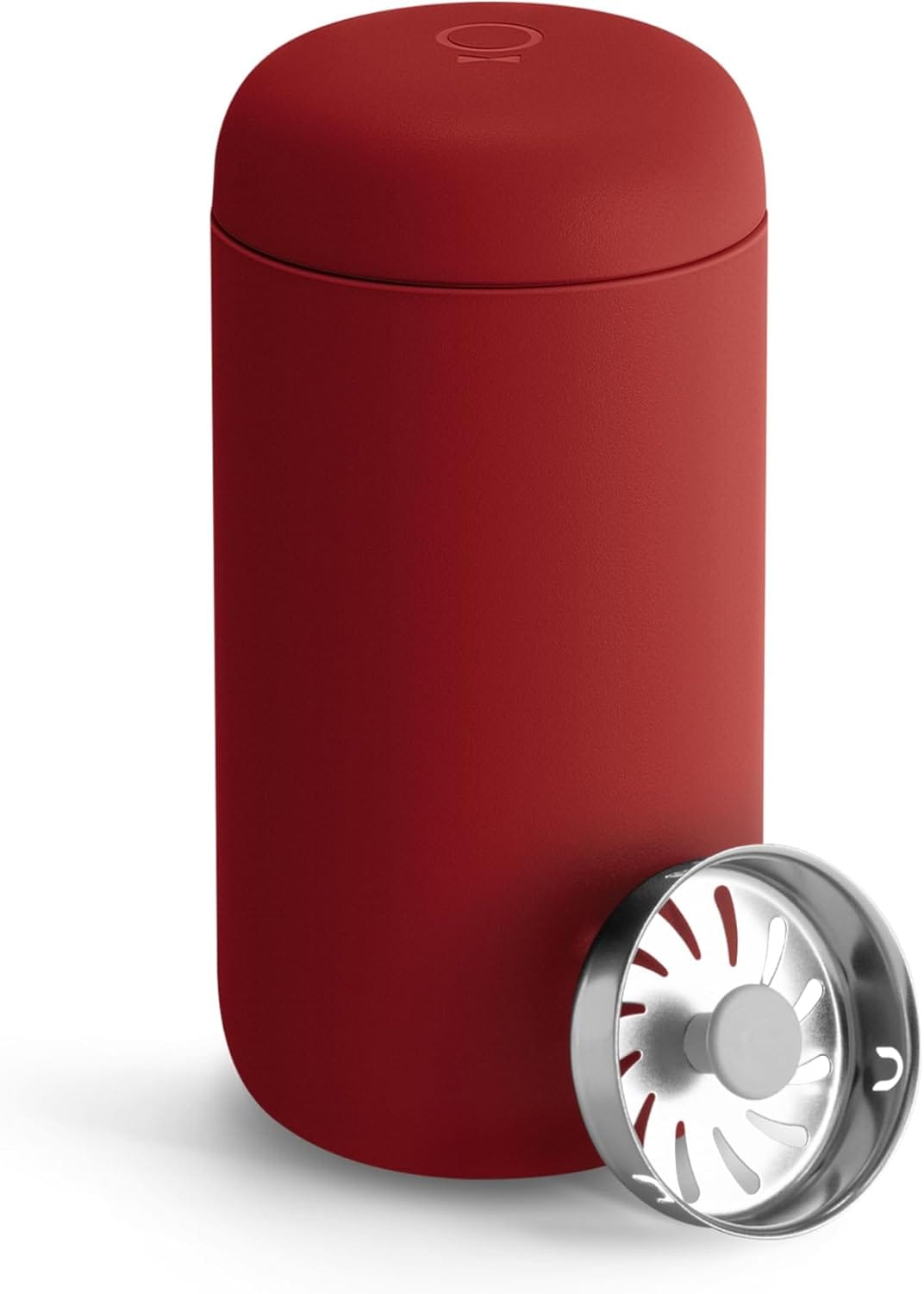 Fellow Carter Move 12 oz red ceramic-lined stainless steel travel mug with leak-proof lid and splash guard