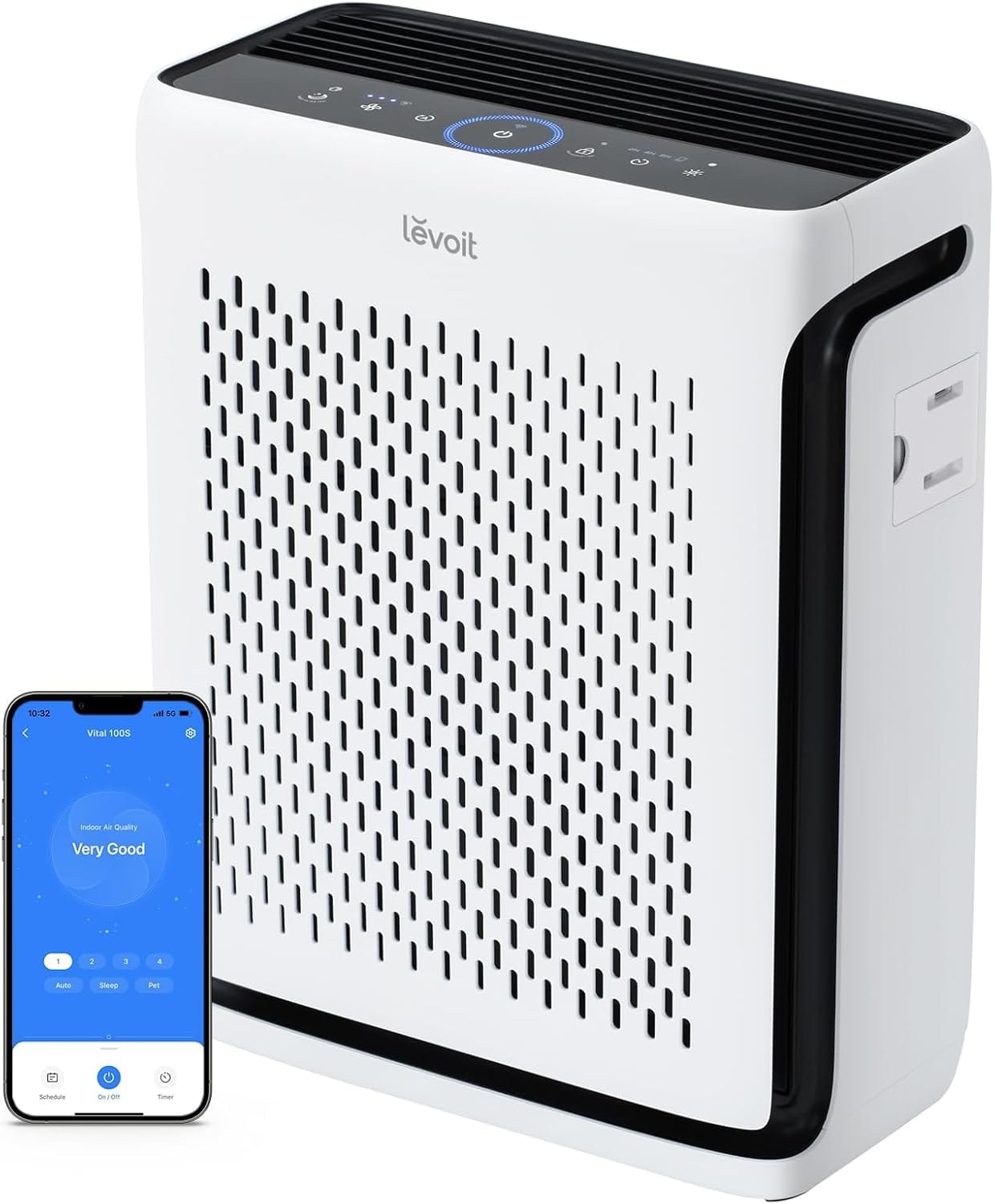 Levoit Vital 100S-P smart air purifier with PM2.5 sensor and washable pre-filter
