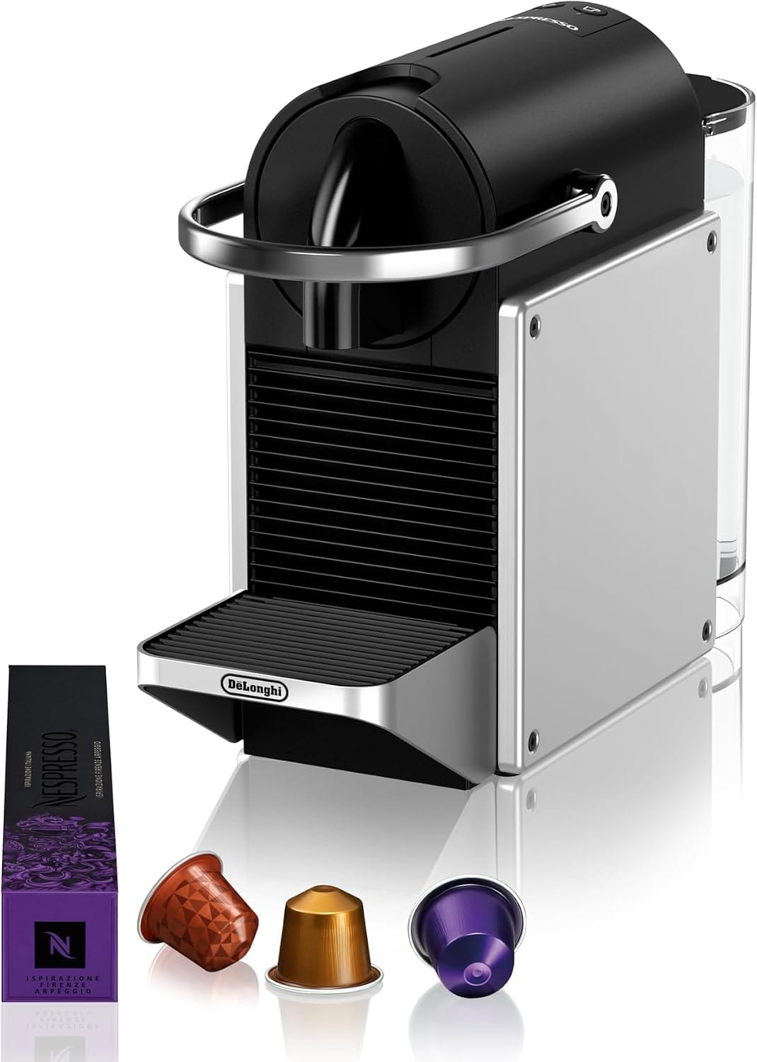 Nespresso Pixie single serve Original line espresso machine in hammered aluminum