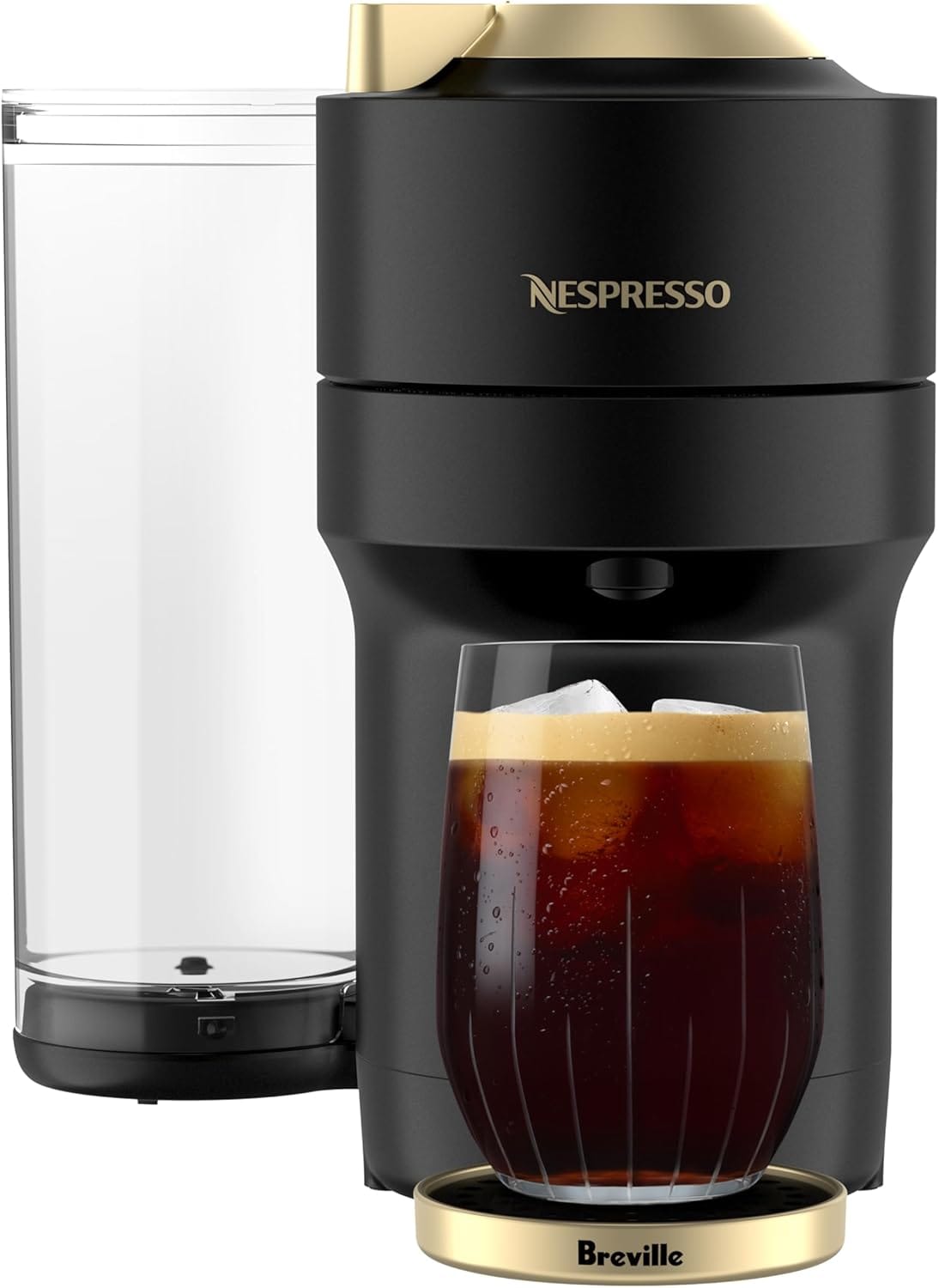 Nespresso Vertuo Pop+ Deluxe pod coffee and espresso machine in black and gold