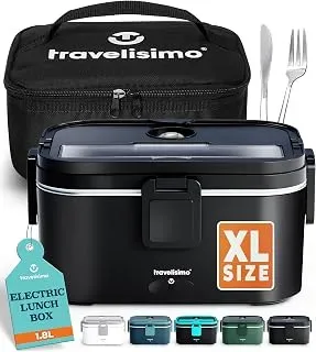 TRAVELISIMO 1.8L stainless steel electric lunch box food heater for car, truck, or office