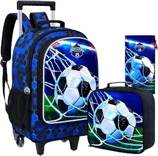 GXTVO green soccer rolling backpack for boys with wheeled bookbag design