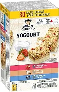 Quaker Chewy Yogurt Granola Bars, 30-count bulk pack weighing 1.05 kilograms