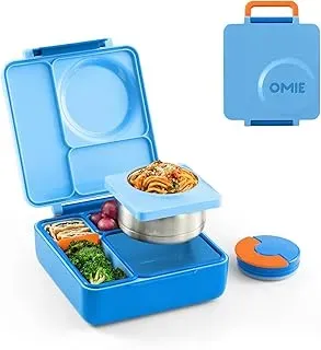 OmieBox Blue Sky insulated kids lunch box with leakproof food jar and 3 compartments