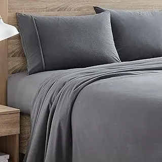 Sweet Home Collection gray queen flannel sheet set with deep-pocket fitted sheet