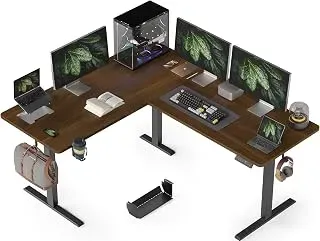 WALKINGDESK black walnut reversible L-shaped electric standing desk