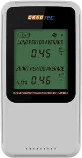 CRADTEC white digital radon detector with tempered glass display and Bq/m³ or pCi/L readings