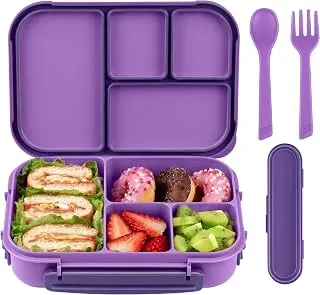 Amathley purple 1200 ml four-compartment leakproof bento lunch box with utensil