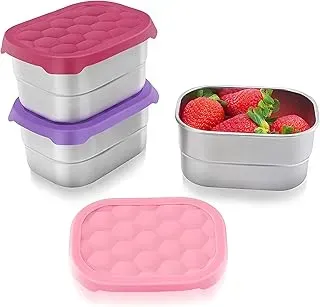 Tanjiae 8oz stainless steel snack container with silicone lid for kids