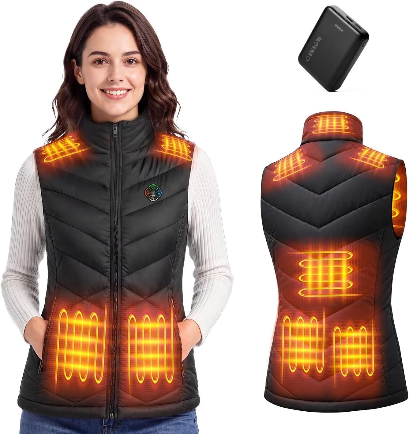 KOVNLO women's heated vest with battery pack and heating panels