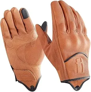 Harssidanzar GM028A men's black leather motorcycle gloves with touchscreen fingertips