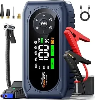 YaberAuto 5000A jump starter with 150 PSI air compressor and LED light