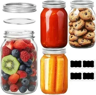 ComSaf four-pack of 32-ounce wide-mouth glass mason jars with lids