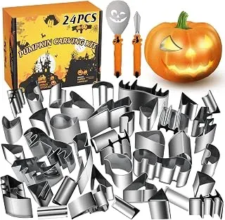 WANNTS 24-piece stainless steel pumpkin carving kit with safe DIY tools