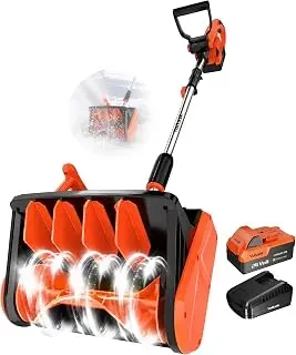 VOLTASK 24V cordless snow shovel with brushless motor, 13-inch blade, and adjustable handle