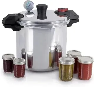 T-fal 22-quart silver aluminum pressure canner with racks and canning guide