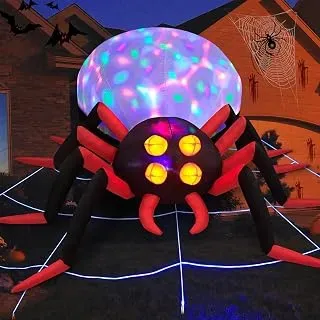 Danxilu 8-foot inflatable Halloween spider with LED lights for outdoor yard decor