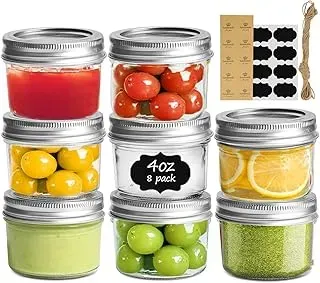 ComSaf 4-ounce mini mason jars with lids and seal bands, 8-piece set