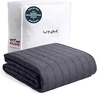 YnM 15-pound dark grey weighted blanket with soft cotton cover, 60 x 80 inches