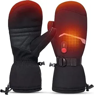 Heated ski gloves with rechargeable 7.4V batteries for skiing and winter hiking