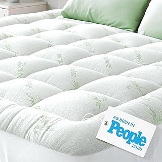 Niagara queen-size green bamboo mattress topper with thick breathable pillow-top cushioning