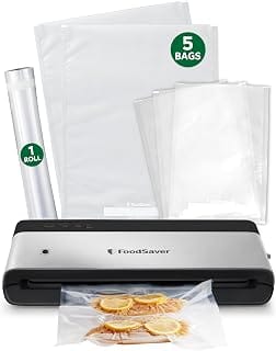 FoodSaver PowerVac compact stainless steel and black vacuum sealer machine