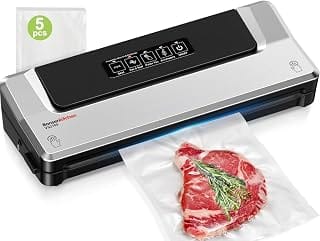 Bonsenkitchen vacuum sealer with four modes, five bags, and sous vide accessories