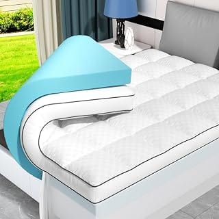Missleep 4-inch dual-layer memory foam mattress topper and pad for a queen-size bed