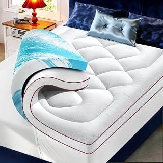 KELTARO queen-size 4-inch dual-layer mattress topper with gel memory foam and plush pillow top
