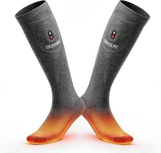FREEHILL 7.4V heated wool socks with rechargeable 16-hour battery for men and women