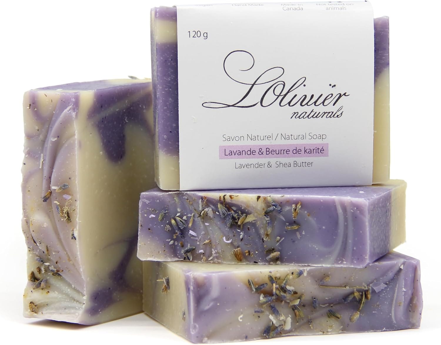 L'Olivier Naturals handmade lavender and shea butter soap bars
