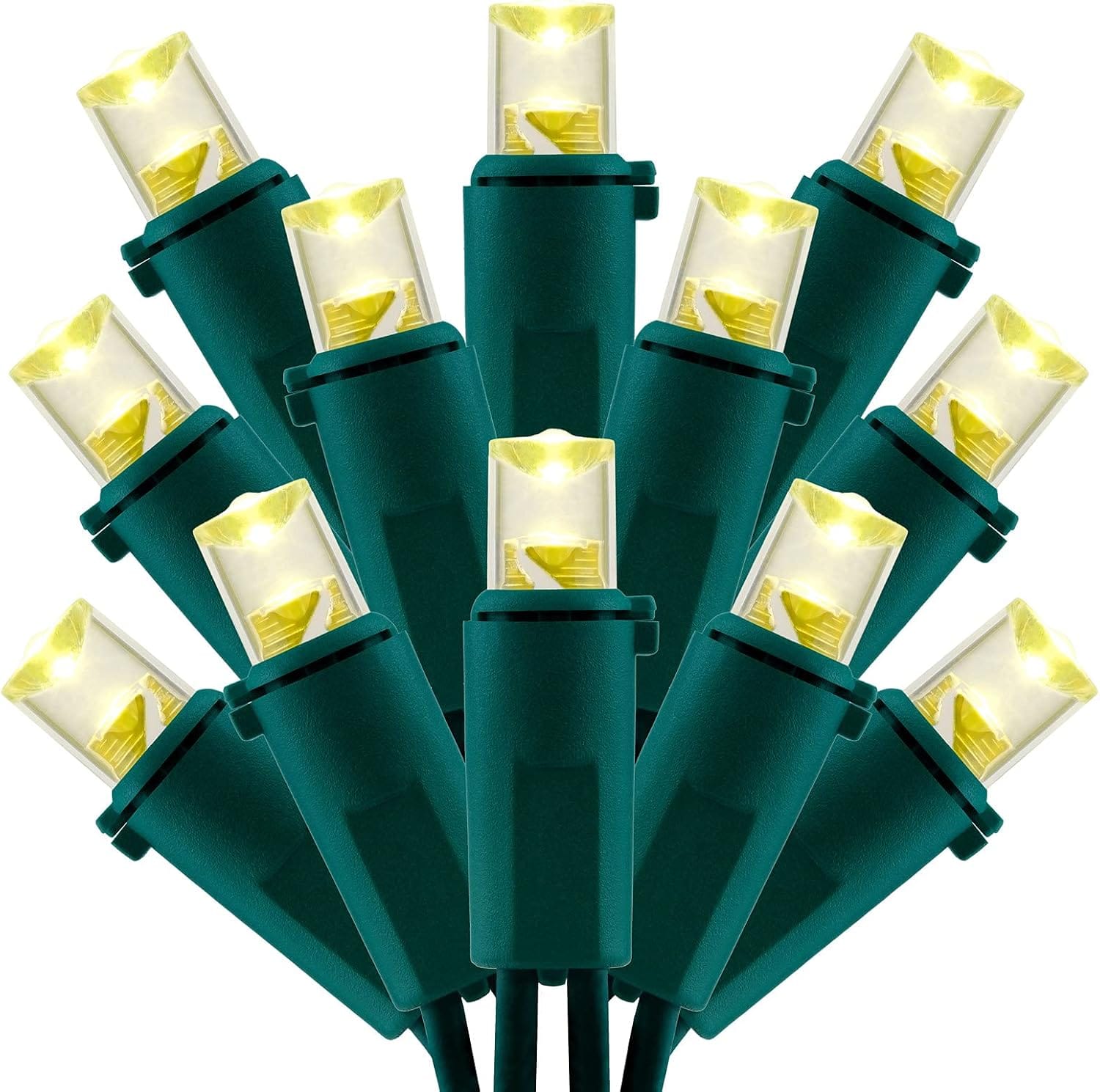 Sweet Shine warm white wide-angle 5mm LED Christmas lights on green wire